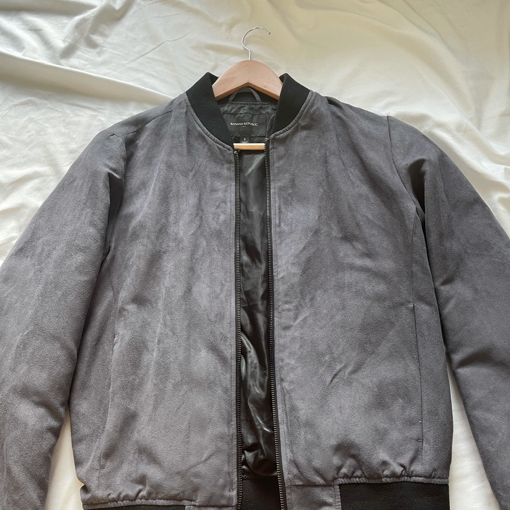 Banana Republic Suede Bomber Gray Sz S